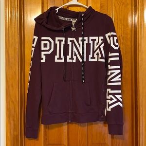 PINK by VS maroon zip up hoodie